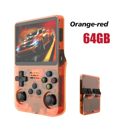 [Orange 64G] Console de jeu vidéo Portable rétro rouge R36S, 128 go, système Linux, écran IPS d