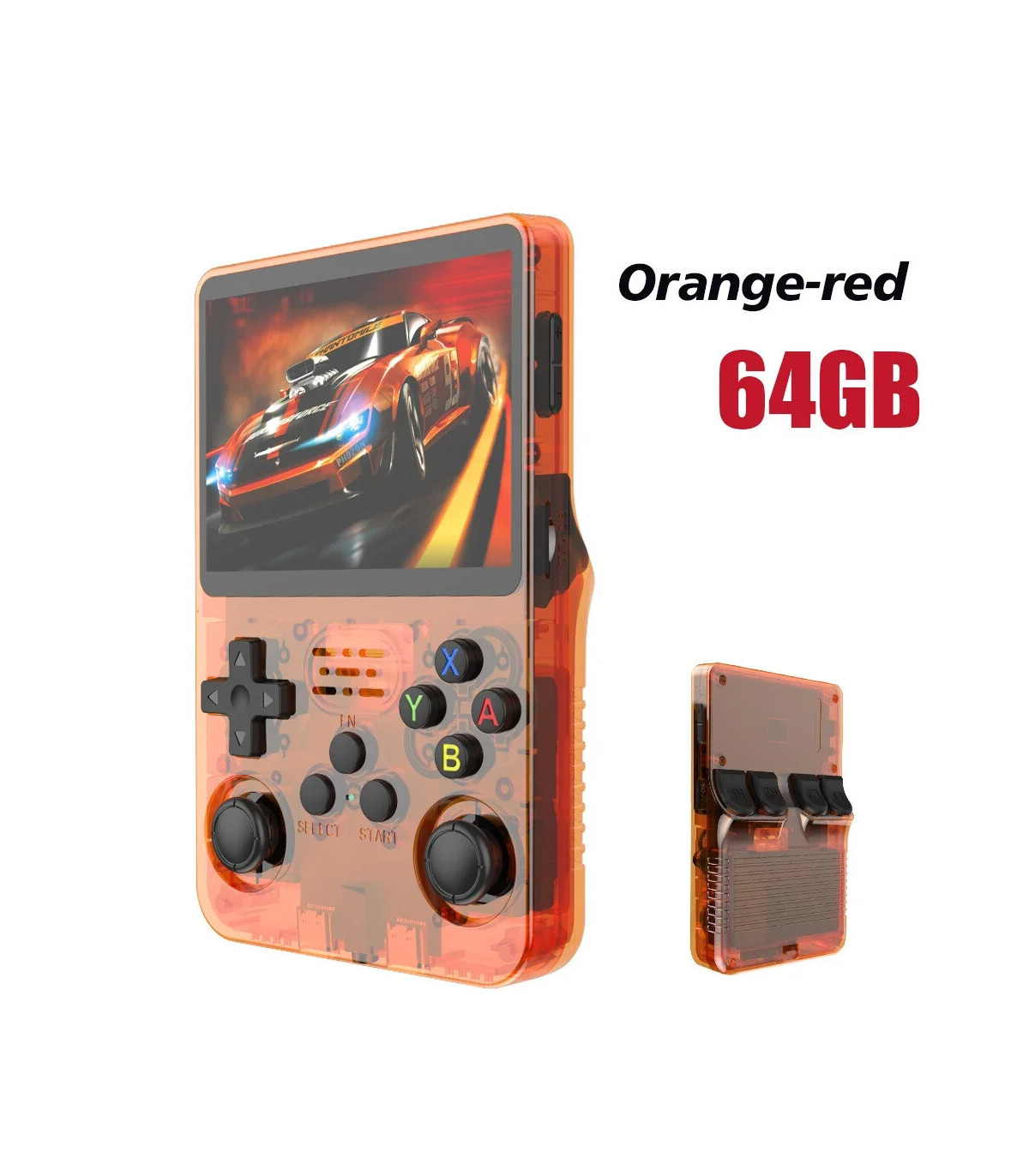 [Orange 64G] Console de jeu vidéo Portable rétro rouge R36S, 128 go, système Linux, écran IPS d