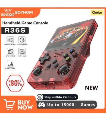 [Orange 64G] Console de jeu vidéo Portable rétro rouge R36S, 128 go, système Linux, écran IPS d
