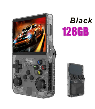 [Black 128GB] Console de jeu vidéo Portable rétro rouge R36S, 128 go, système Linux, écran IPS 