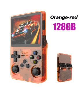 [Orange 128GB] Console de jeu vidéo Portable rétro rouge R36S, 128 go, système Linux, écran IPS