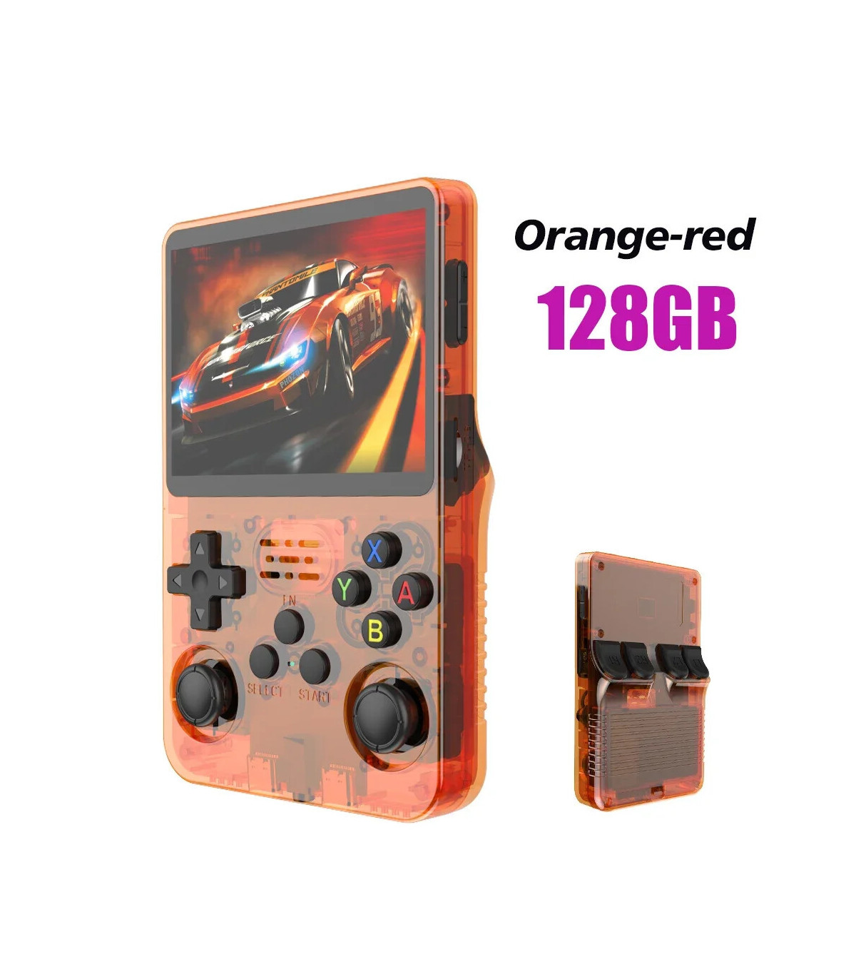 [Orange 128GB] Console de jeu vidéo Portable rétro rouge R36S, 128 go, système Linux, écran IPS