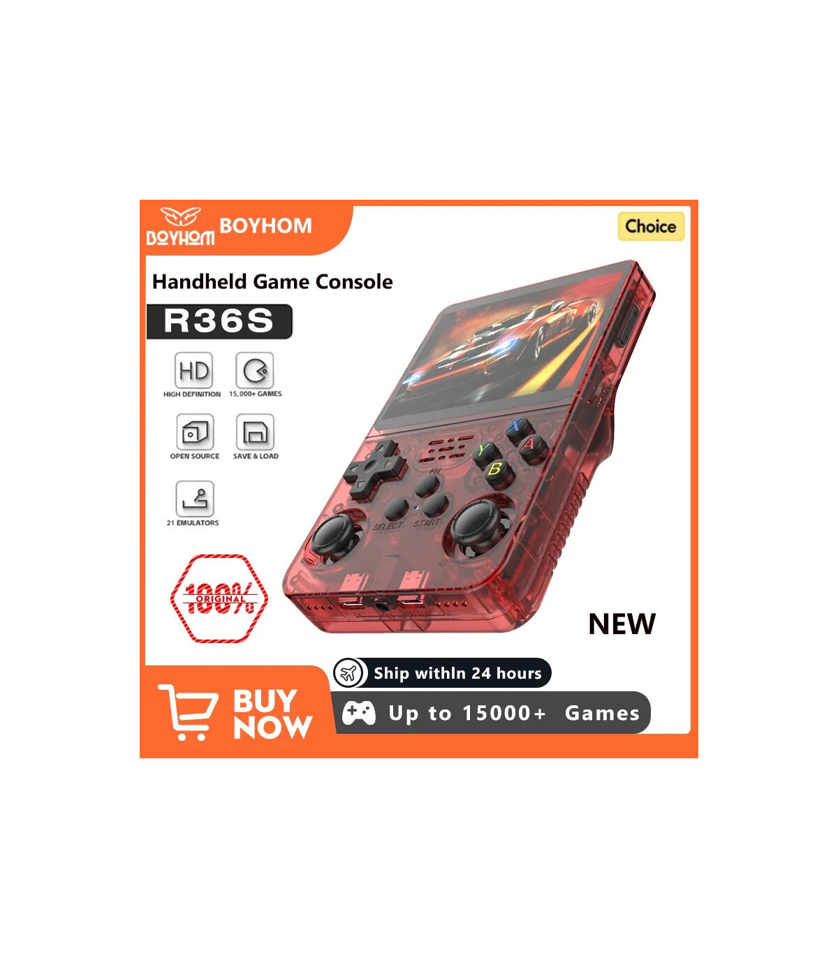 [Orange 128GB] Console de jeu vidéo Portable rétro rouge R36S, 128 go, système Linux, écran IPS