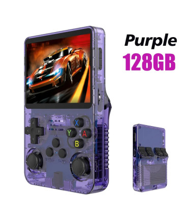 [Purple 128GB] Console de jeu vidéo Portable rétro rouge R36S, 128 go, système Linux, écran IPS