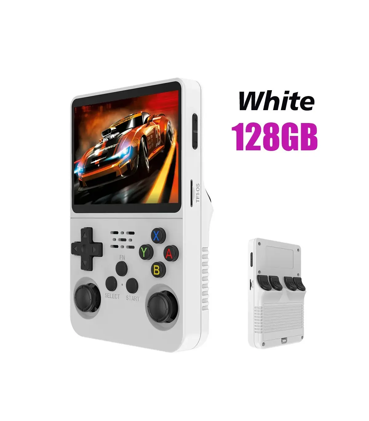 [White 128GB] Console de jeu vidéo Portable rétro rouge R36S, 128 go, système Linux, écran IPS 