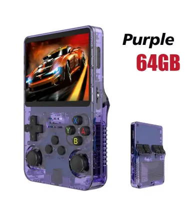 [Purple 64GB] Console de jeu vidéo Portable rétro rouge R36S, 128 go, système Linux, écran IPS 