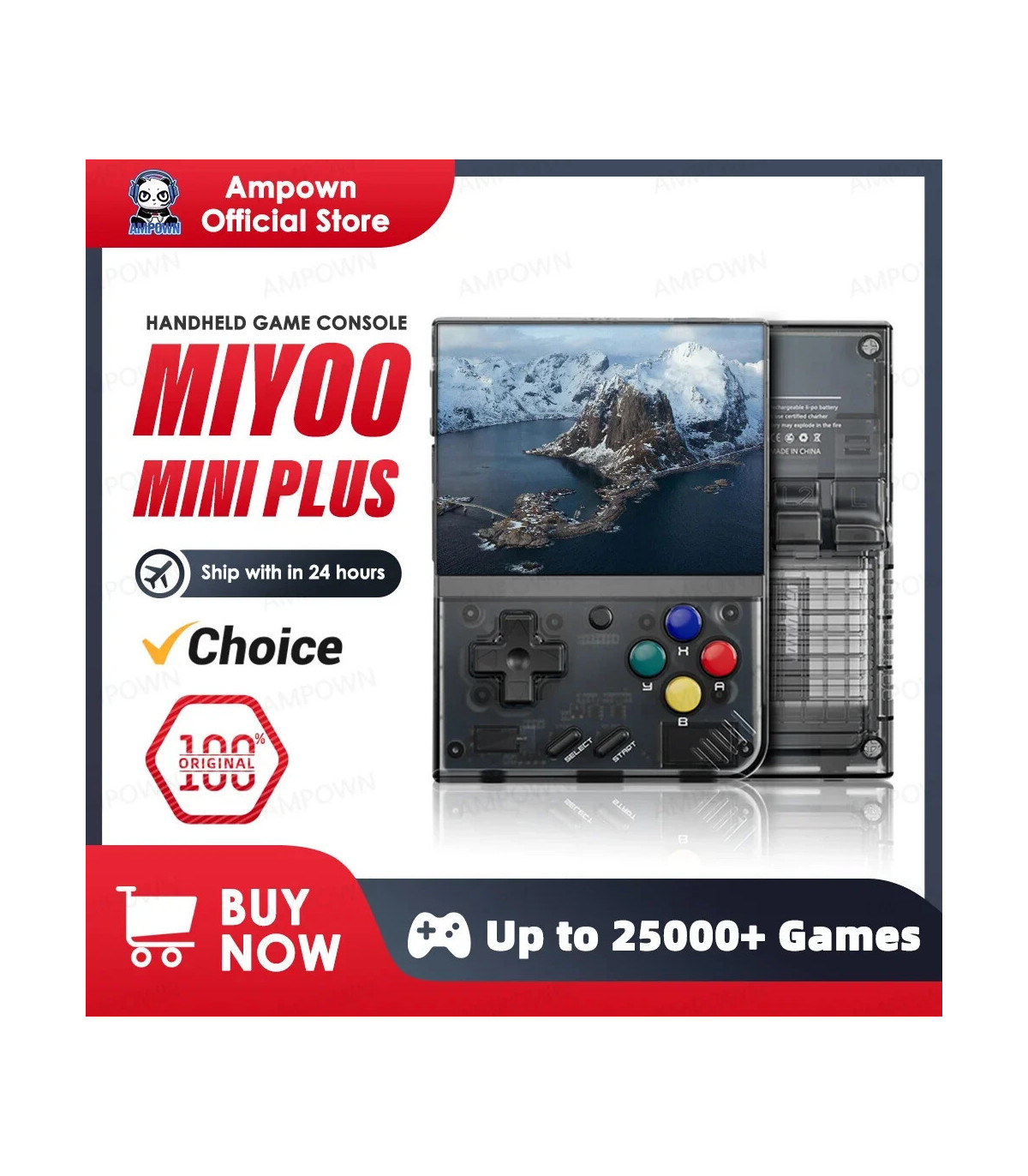 [Crystal Purple No Card(0 Games)] MIYOO-Console de jeu portable Mini Plus, console de jeu rétro