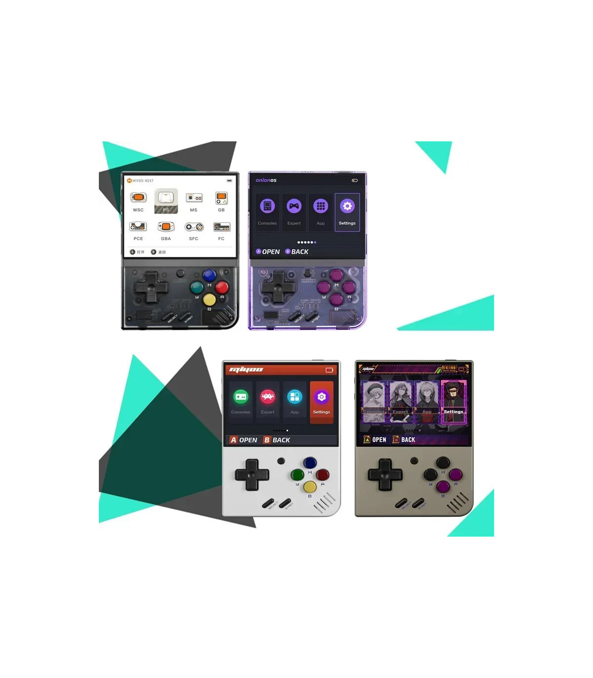 [Crystal Purple No Card(0 Games)] MIYOO-Console de jeu portable Mini Plus, console de jeu rétro