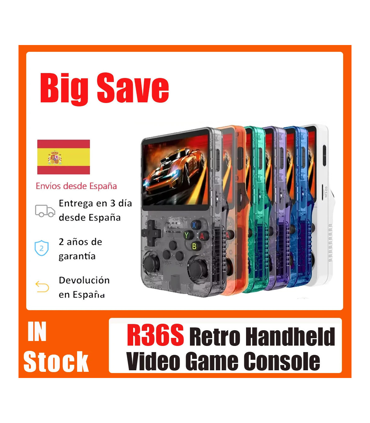 [R36H Black 64G] Console de jeu vidéo Portable R36S/ R36H, système Linux, écran IPS de 3.5 pouc