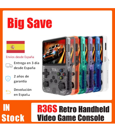 [R36H White 128G] Console de jeu vidéo Portable R36S/ R36H, système Linux, écran IPS de 3.5 pou
