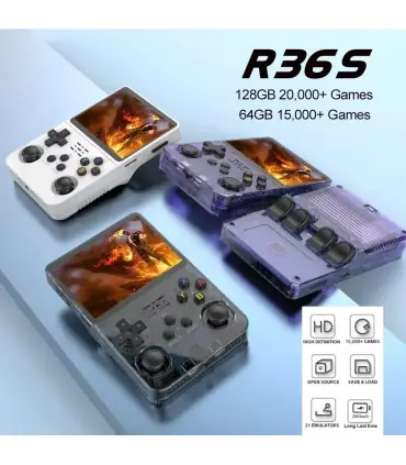 [R36H White 128G] Console de jeu vidéo Portable R36S/ R36H, système Linux, écran IPS de 3.5 pou