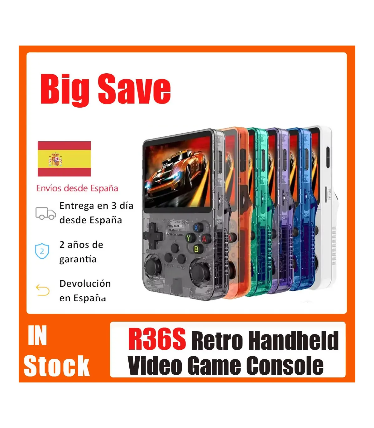 [R36S PLUS Black 128G] Console de jeu vidéo Portable R36S/ R36H, système Linux, écran IPS de 3.