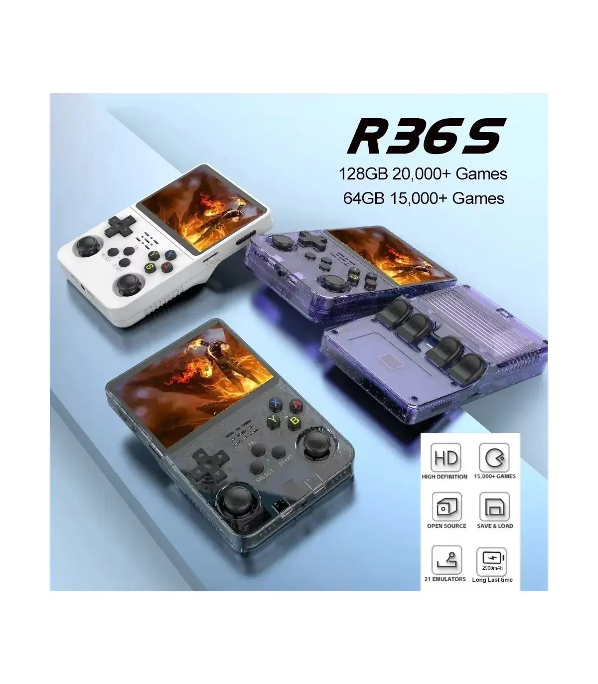 [Black 64G] Console de jeu vidéo Portable R36S/ R36H, système Linux, écran IPS de 3.5 pouces, l