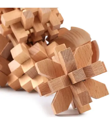 [QM060-110] Puzzle en bois Lu Ban jouets cerveau jeux IQ pour enfants et adultes Casse-tête Rom