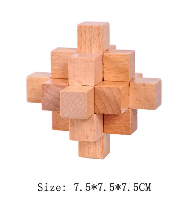 KL060- Puzzle bois Lu Ban vue complète casse-tête 3D