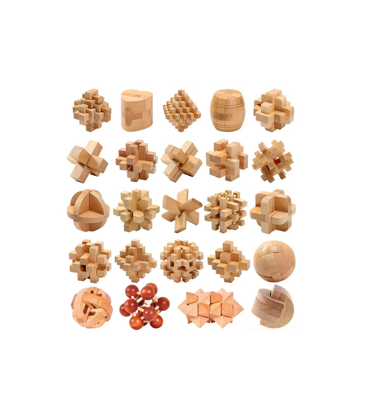 [ZY100-040] Puzzle en bois Lu Ban jouets cerveau jeux IQ pour enfants et adultes Casse-tête Rom
