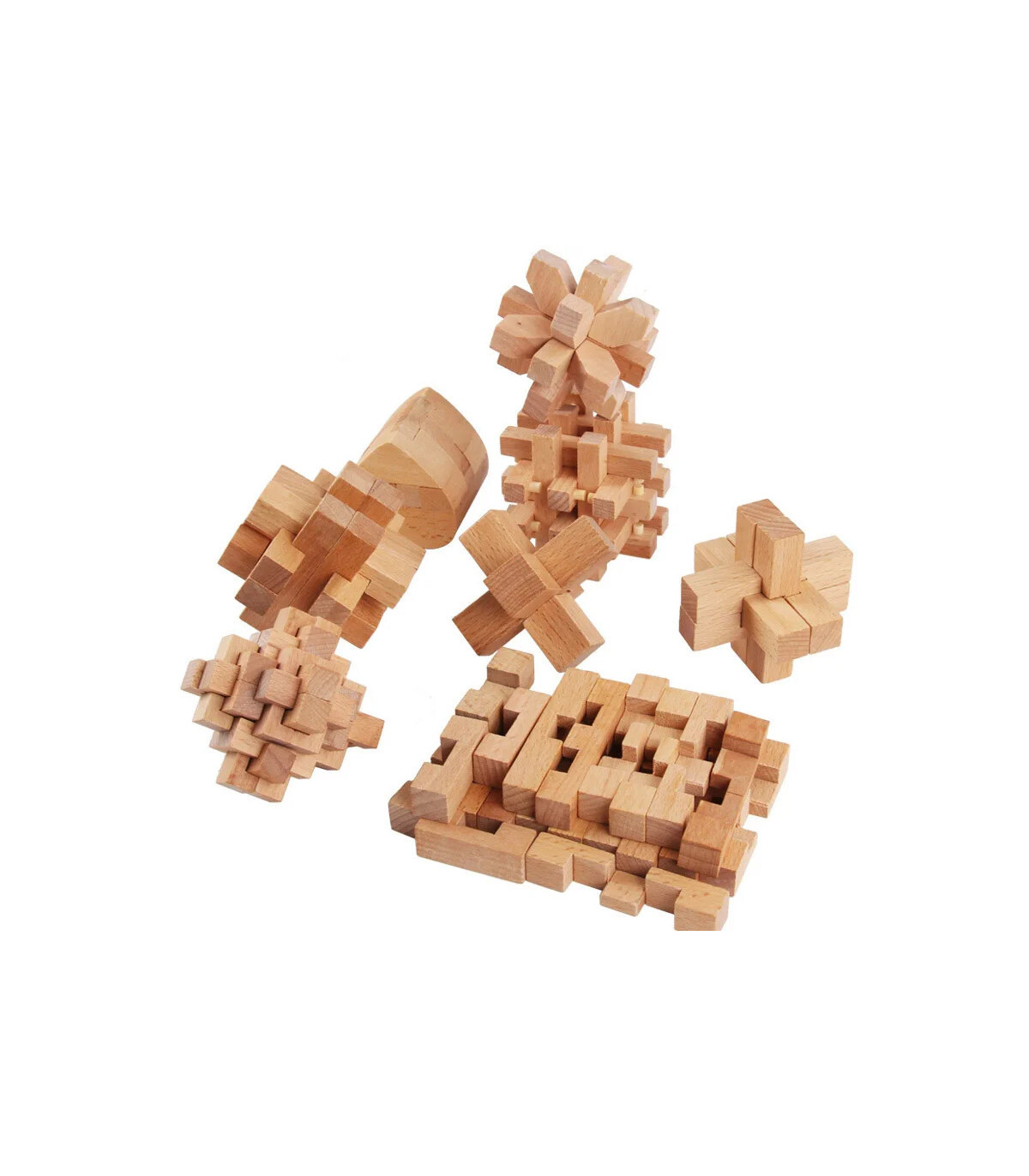 [HW120-052] Puzzle en bois Lu Ban jouets cerveau jeux IQ pour enfants et adultes Casse-tête Rom