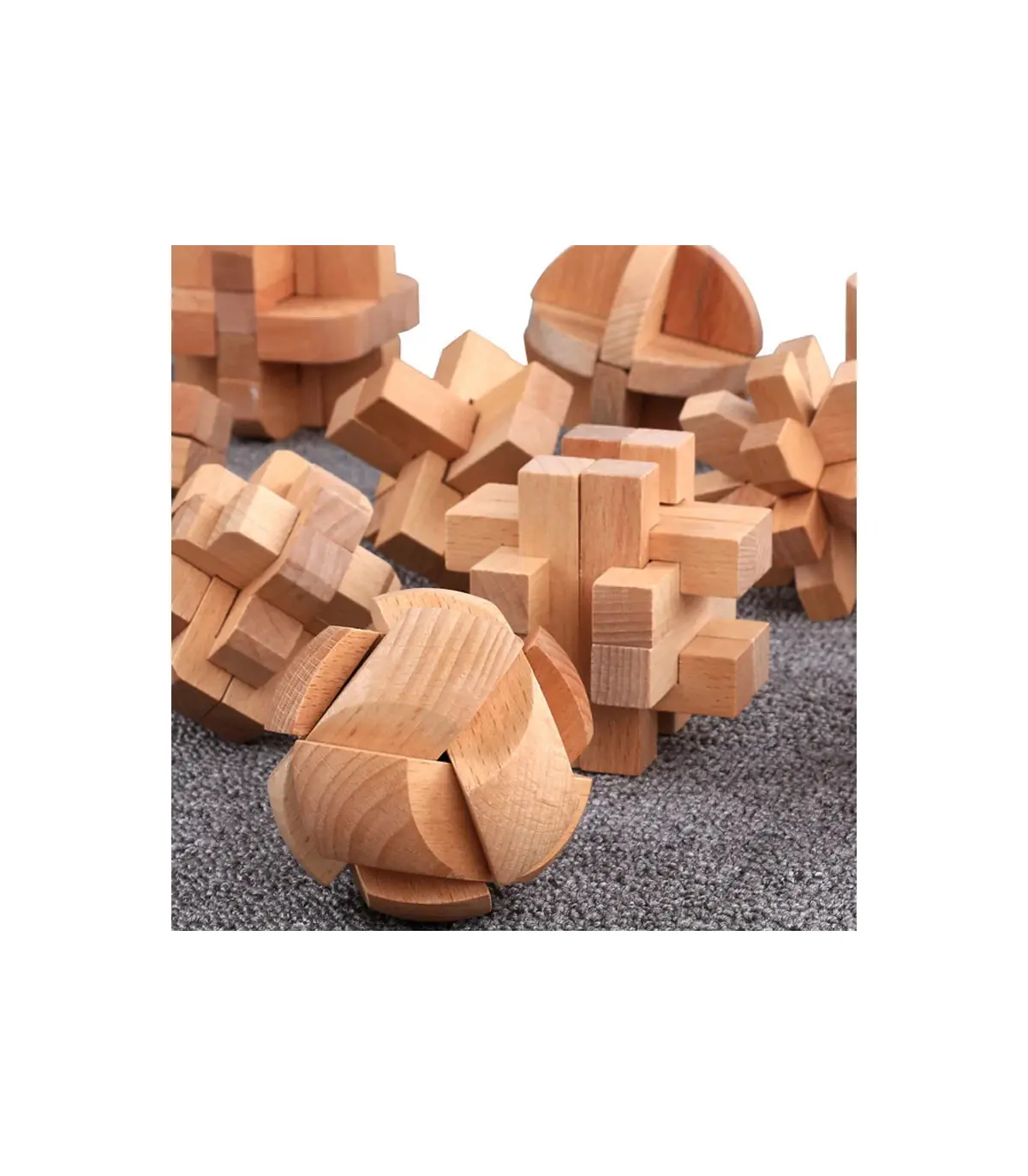 [QD065-065] Puzzle en bois Lu Ban jouets cerveau jeux IQ pour enfants et adultes Casse-tête Rom