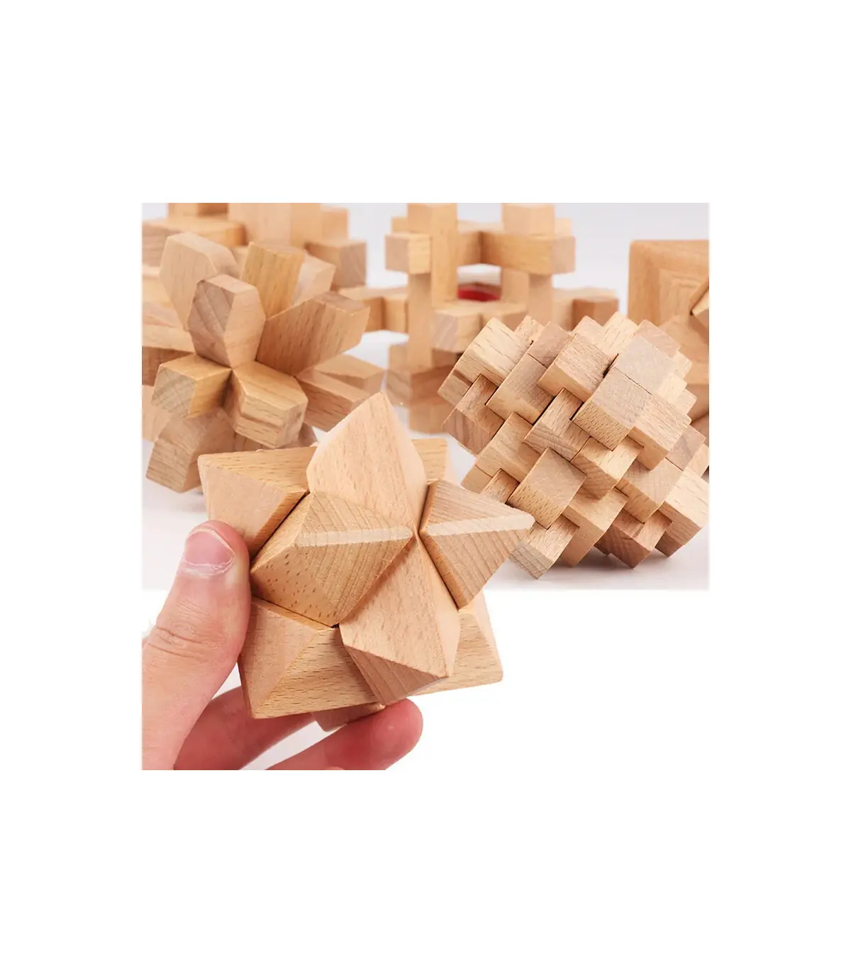 [QD065-065] Puzzle en bois Lu Ban jouets cerveau jeux IQ pour enfants et adultes Casse-tête Rom