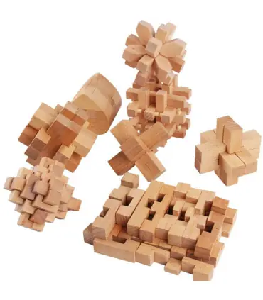 [RE065-040] Puzzle en bois Lu Ban jouets cerveau jeux IQ pour enfants et adultes Casse-tête Rom