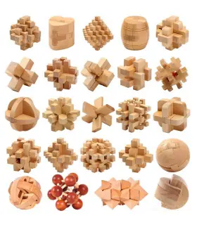 [WB210-085] Puzzle en bois Lu Ban, jeux de cerveau, IQ pour enfants et adultes, casse-tête 3D e