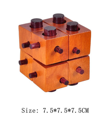 P140- Puzzle en bois Lu Ban complet avec pièces assemblées