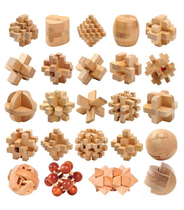 [P140-065] Puzzle en bois Lu Ban jouets cerveau jeux IQ pour enfants et adultes Casse-tête Romp