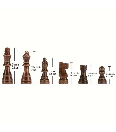 Nouveau jeu d\'échecs haut de gamme en bois massif de 7.8cm/3 pouces, 32 pièces pour jeu de dive