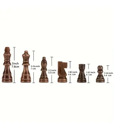 Nouveau jeu d\'échecs haut de gamme en bois massif de 7.8cm/3 pouces, 32 pièces pour jeu de dive