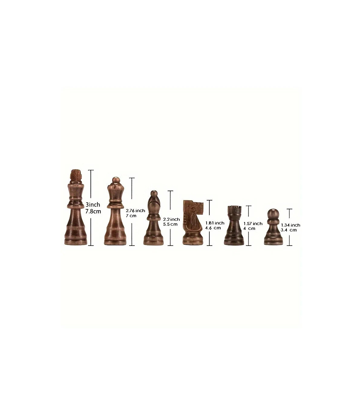 Nouveau jeu d\'échecs haut de gamme en bois massif de 7.8cm/3 pouces, 32 pièces pour jeu de dive