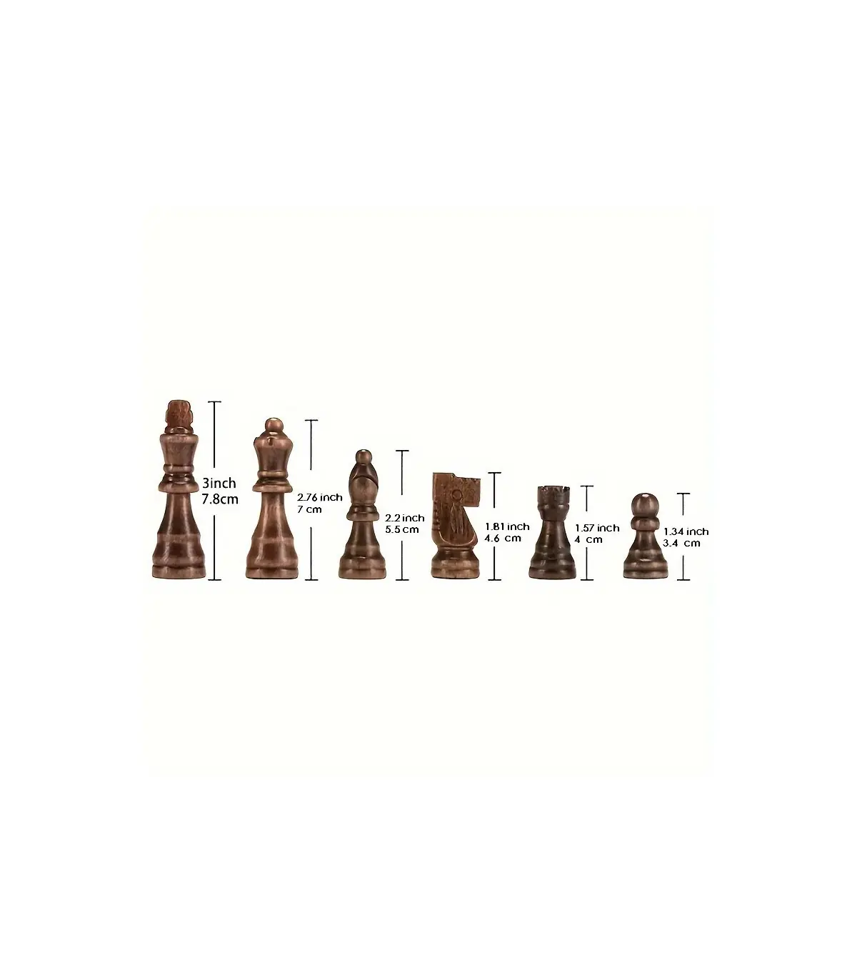 Nouveau jeu d\'échecs haut de gamme en bois massif de 7.8cm/3 pouces, 32 pièces pour jeu de dive