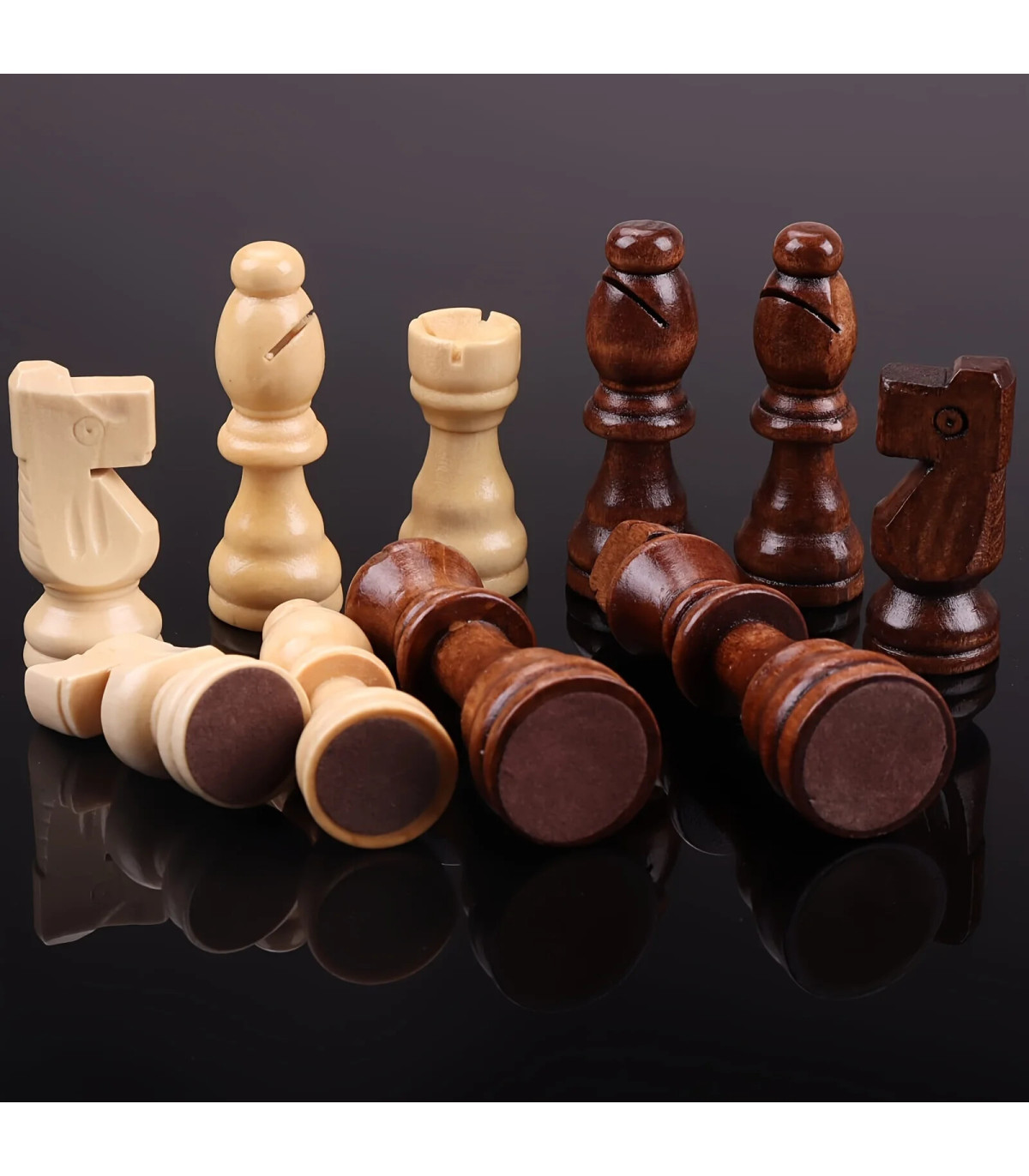 Nouveau jeu d\'échecs haut de gamme en bois massif de 7.8cm/3 pouces, 32 pièces pour jeu de dive