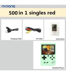 [Green-1] Console de jeux d\'arcade rétro classique intégrée, portable, plus de 500, émulateur d