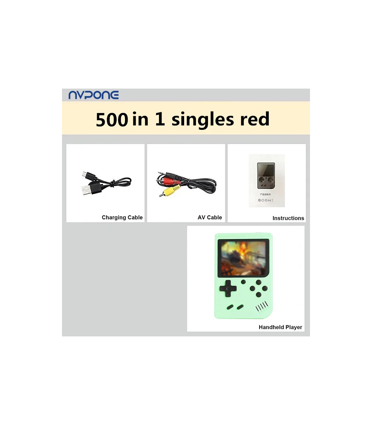 [Green-1] Console de jeux d\'arcade rétro classique intégrée, portable, plus de 500, émulateur d