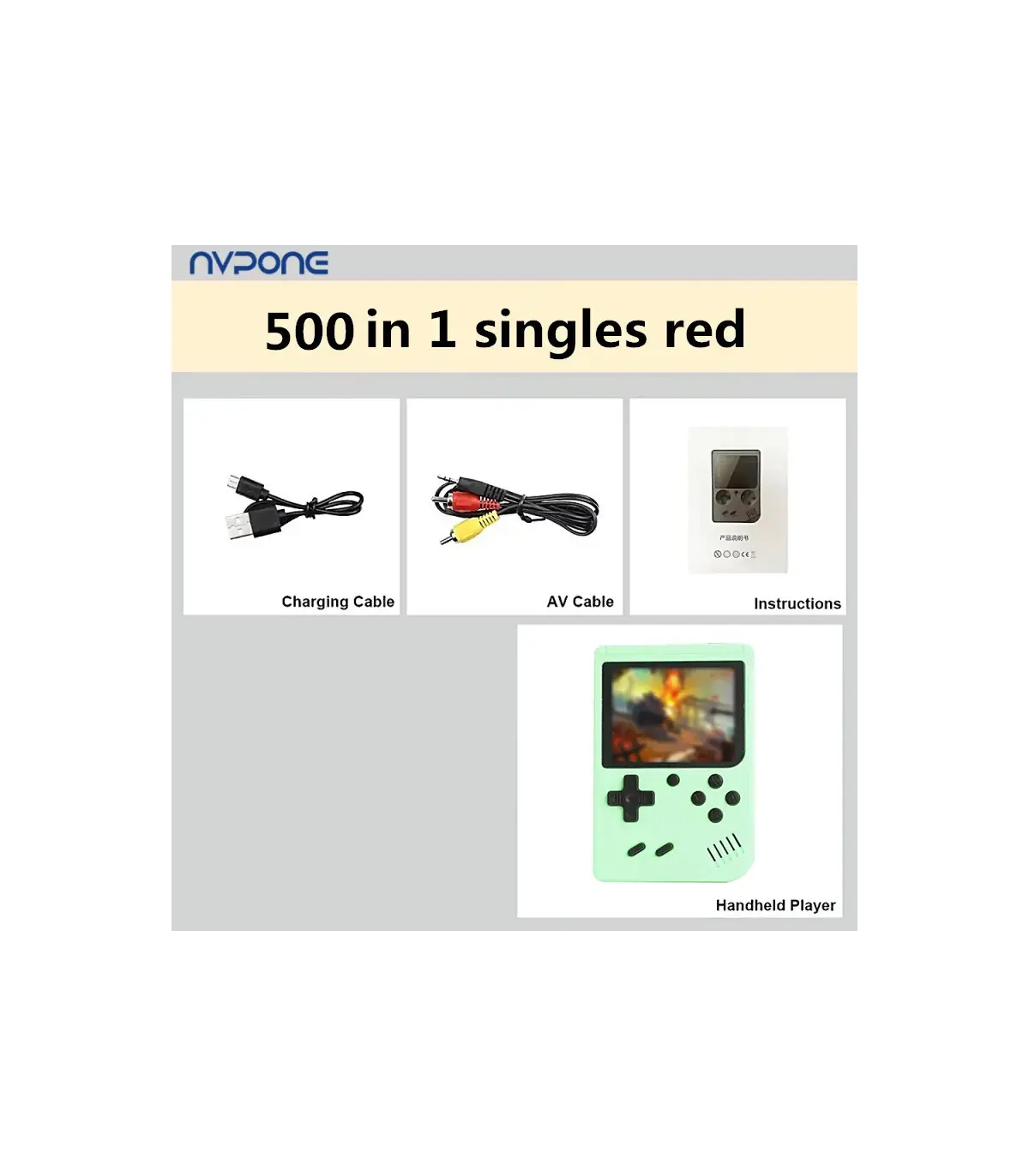 [Green-1] Console de jeux d\'arcade rétro classique intégrée, portable, plus de 500, émulateur d