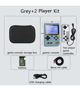 [Grey 2 Player Kit] Console de jeux d\'arcade rétro classique intégrée, portable, plus de 500, é