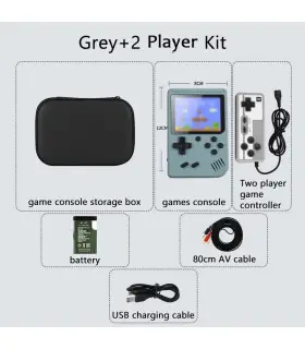 [Grey 2 Player Kit] Console de jeux d\'arcade rétro classique intégrée, portable, plus de 500, é
