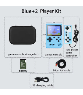[Blue 2 Player Kit] Console de jeux d\'arcade rétro classique intégrée, portable, plus de 500, é