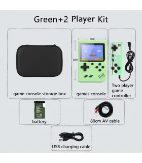 [Green 2 Player Kit] Console de jeux d\'arcade rétro classique intégrée, portable, plus de 500, 