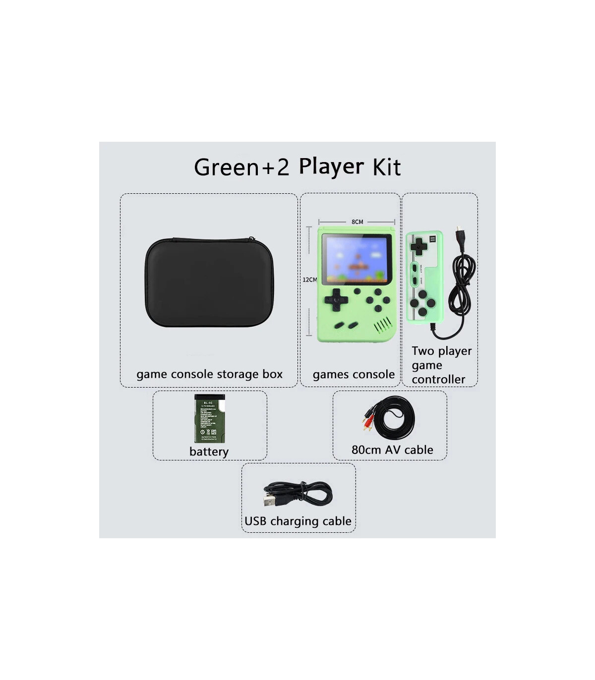 Green Player console arcade rétro 2 joueurs complète