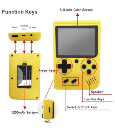 Console arcade rétro 500 jeux intégrés couleur bleue