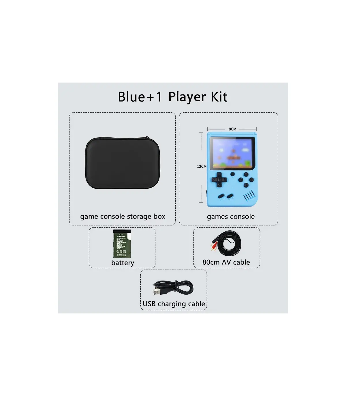 [Blue 1 Player Kit] Console de jeux d\'arcade rétro classique intégrée, portable, plus de 500, é