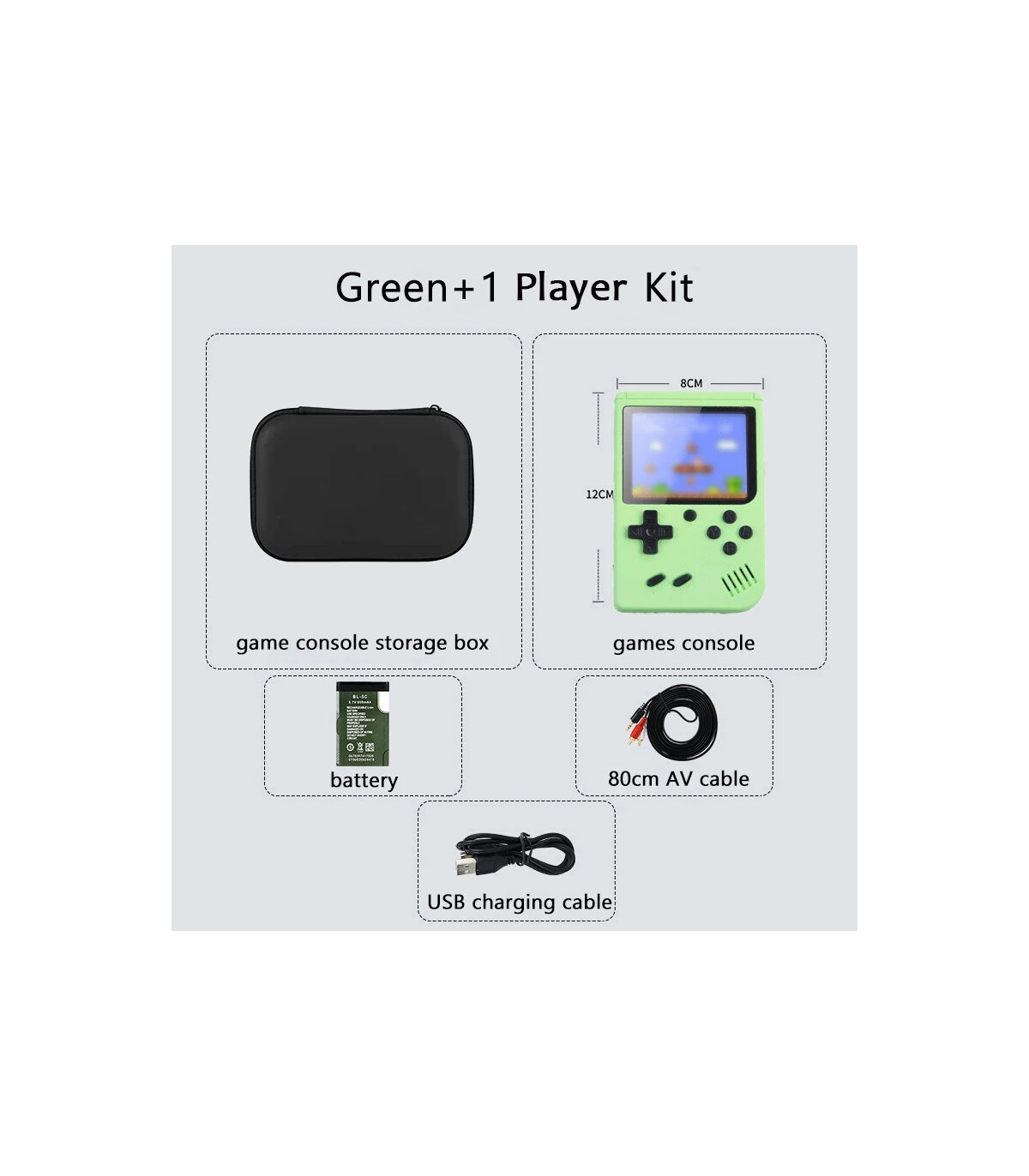 [Green 1 Player Kit] Console de jeux d\'arcade rétro classique intégrée, portable, plus de 500, 
