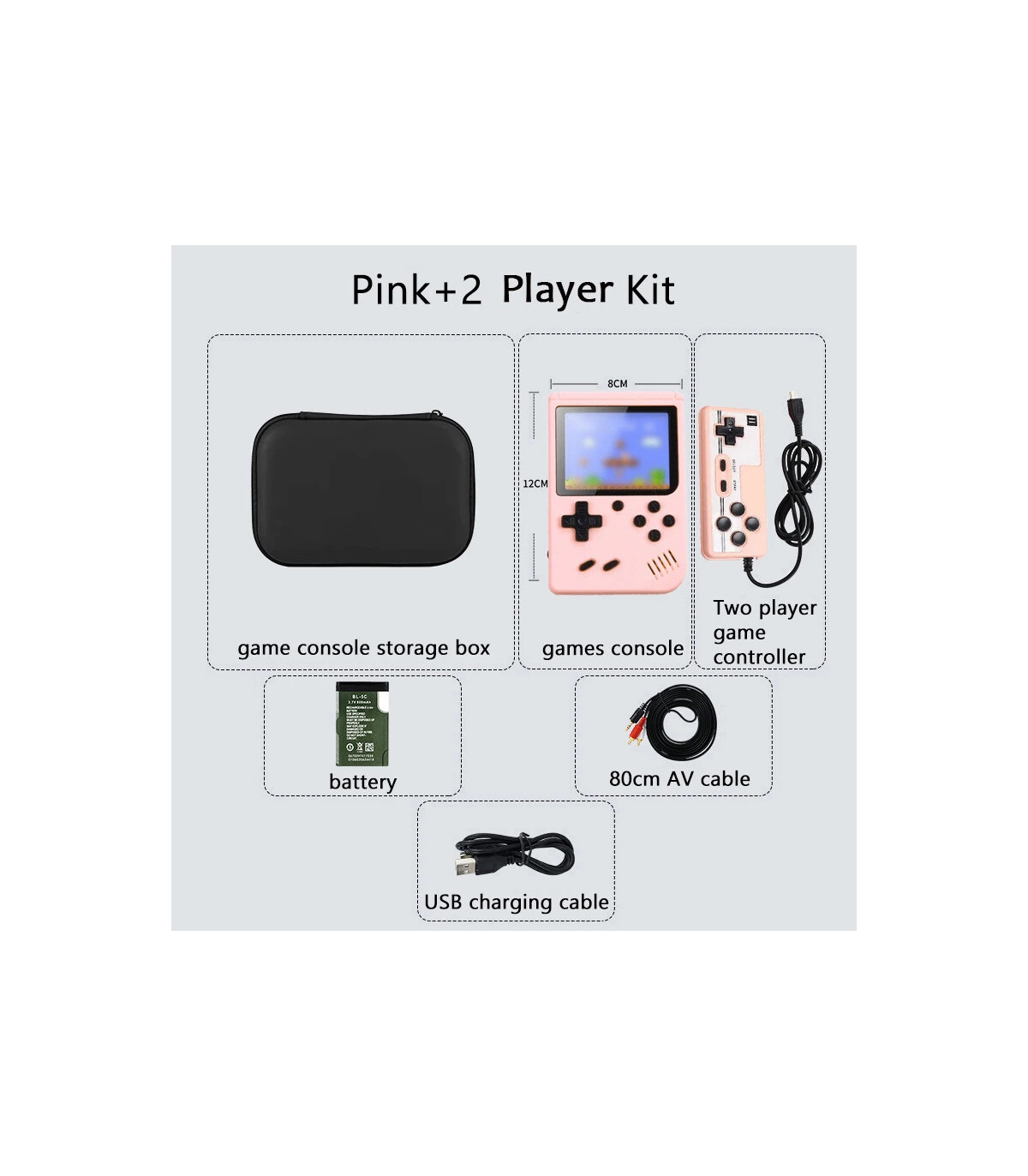 Pink player kit console arcade rétro rose complète