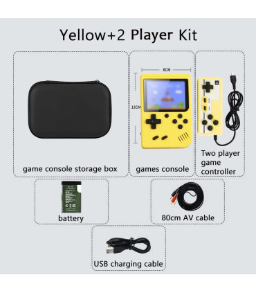 [Yellow 2 Player Kit] Console de jeux d\'arcade rétro classique intégrée, portable, plus de 500,