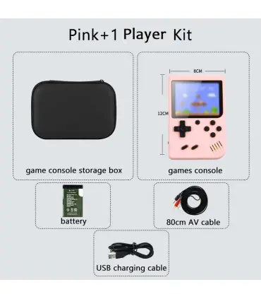 [Pink 1 Player Kit] Console de jeux d\'arcade rétro classique intégrée, portable, plus de 500, é