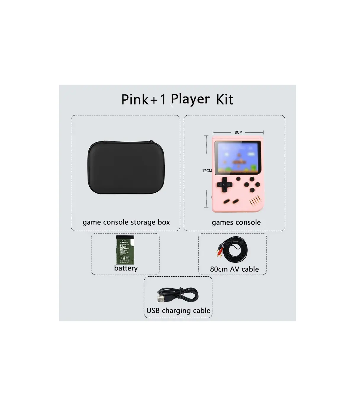[Pink 1 Player Kit] Console de jeux d\'arcade rétro classique intégrée, portable, plus de 500, é