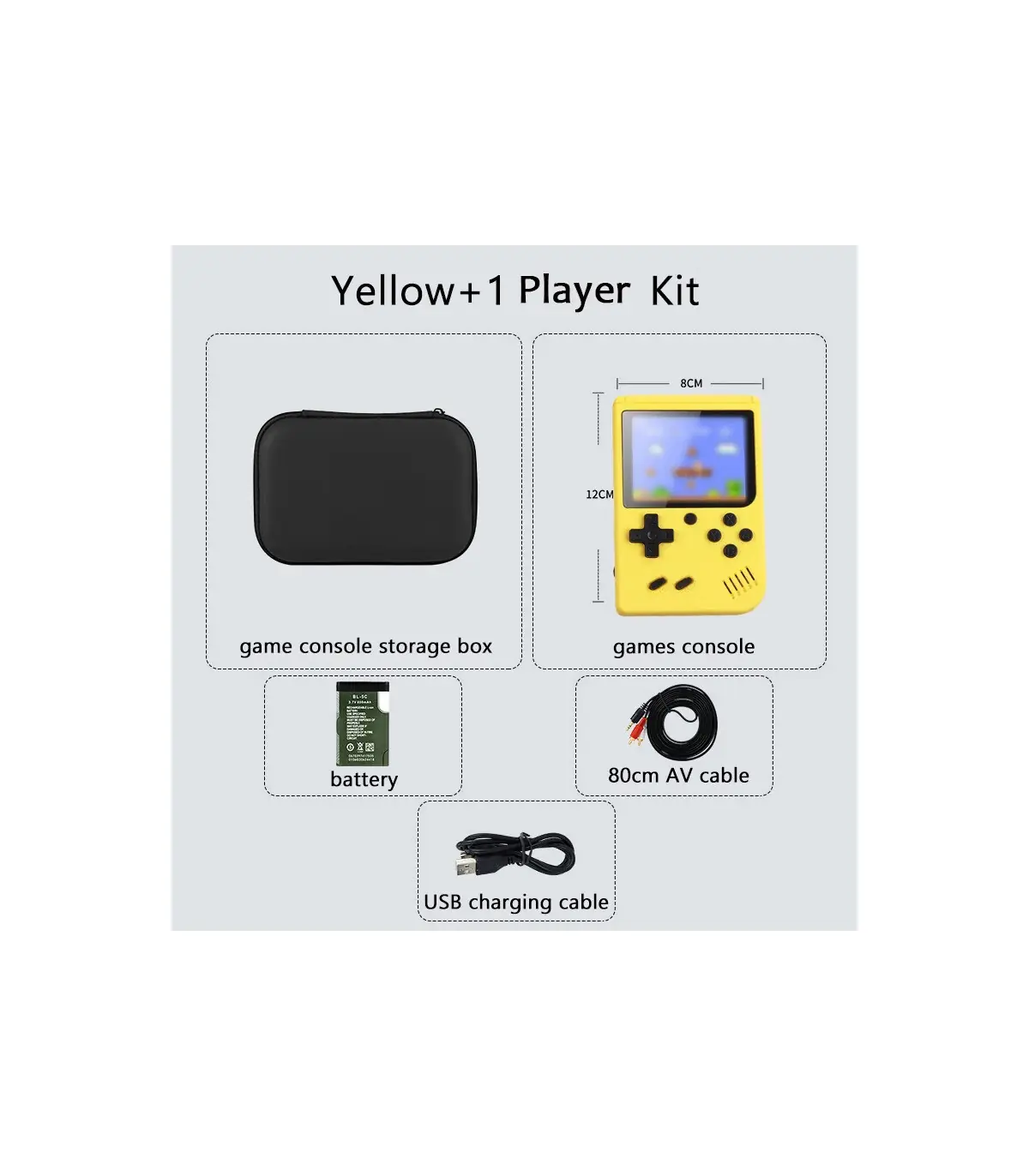 [Yellow 1 Player Kit] Console de jeux d\'arcade rétro classique intégrée, portable, plus de 500,
