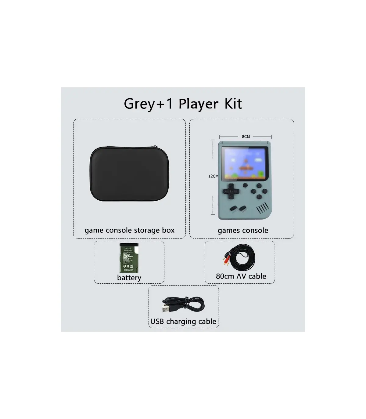 [Grey 1 Player Kit] Console de jeux d\'arcade rétro classique intégrée, portable, plus de 500, é