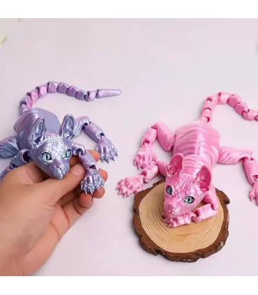 [19cm 4pcs] Jouet Animal chat Sphynx imprimé en 3D, Figurine réaliste sans poils, jouet articul